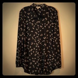 Como Blu Black & White Dragonfly Button Down